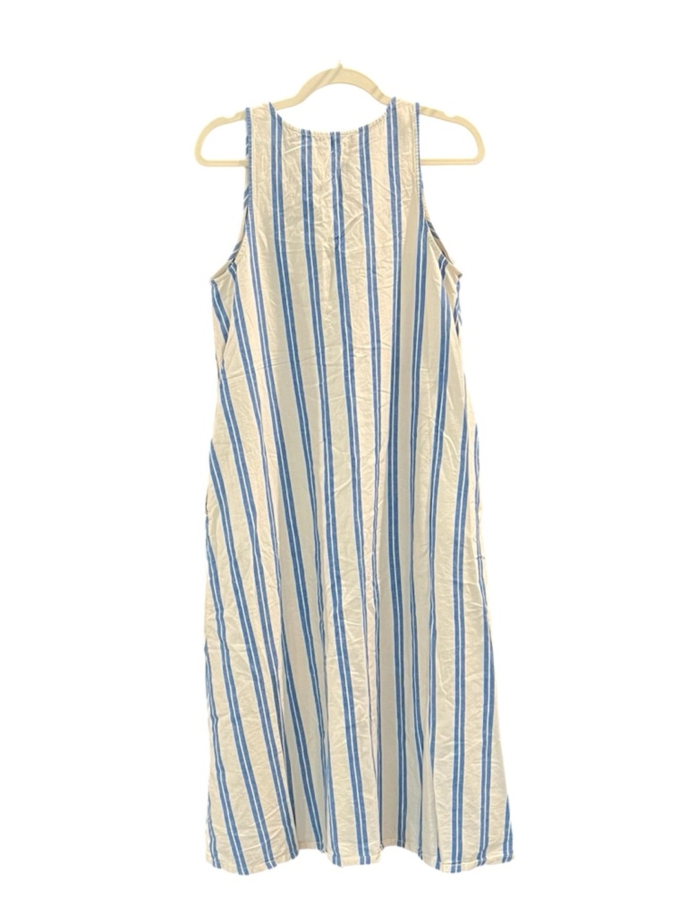 Lou & Grey (Loft) Sleeveless Blue & White Striped Linen Midi Dress - Picture 2 of 5
